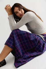 We The Free Skipper Pleated Plaid Midi Skirt