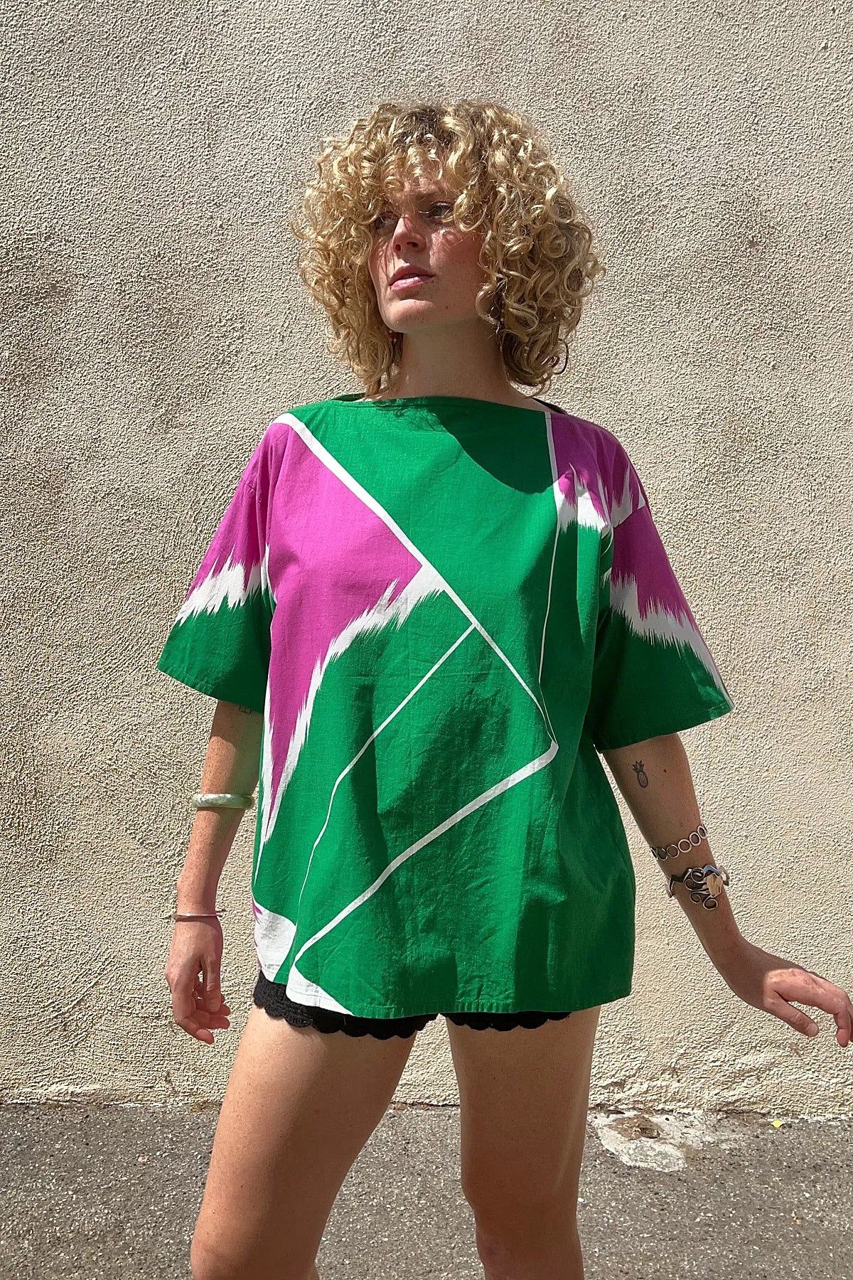 Vintage 1970s Issey Miyake Green Top Selected by The Curatorial Dept.