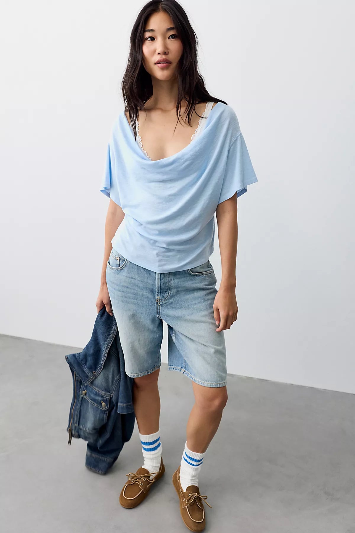 We The Free Tinsley Waterfall Cowl-Neck Top