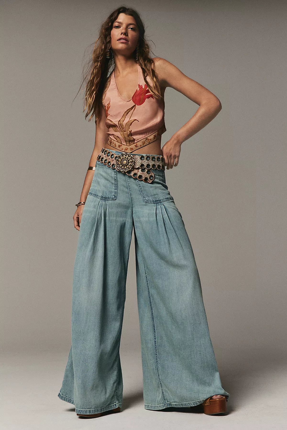 We The Free Plot Twist Pintuck Wide-Leg Jeans
