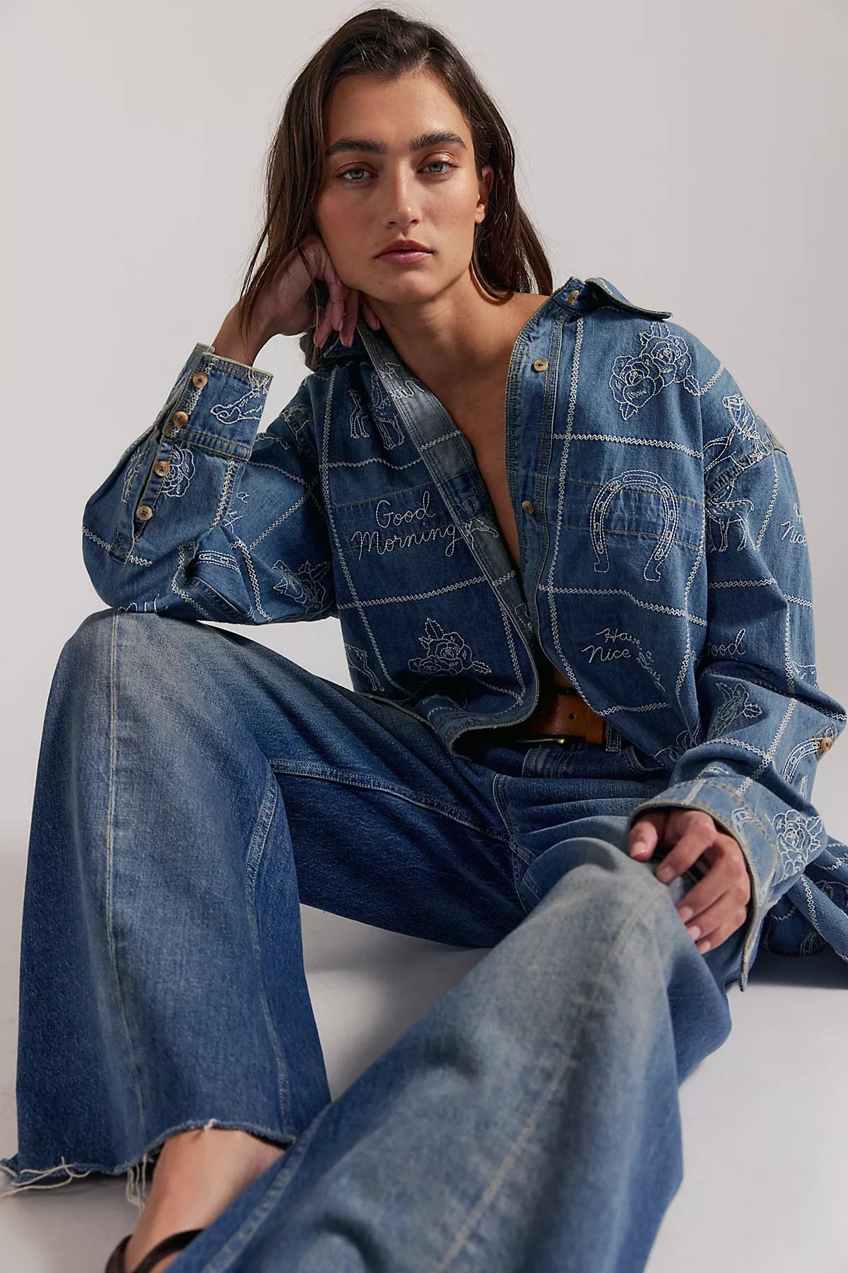 We The Free Have A Nice Day Denim Top