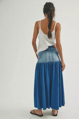 We The Free Good Company Mixed Denim Maxi Skirt