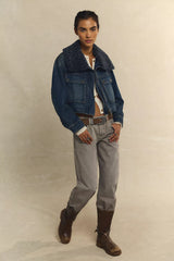 We The Free Heart Land Cozy Denim Cropped Jacket