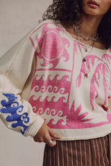 We The Free To The East Printed Pullover