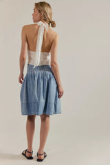 We The Free Peyton Pintuck Denim Midi Skirt