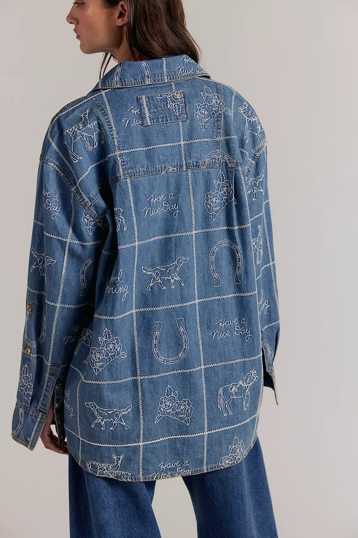 We The Free Have A Nice Day Denim Top