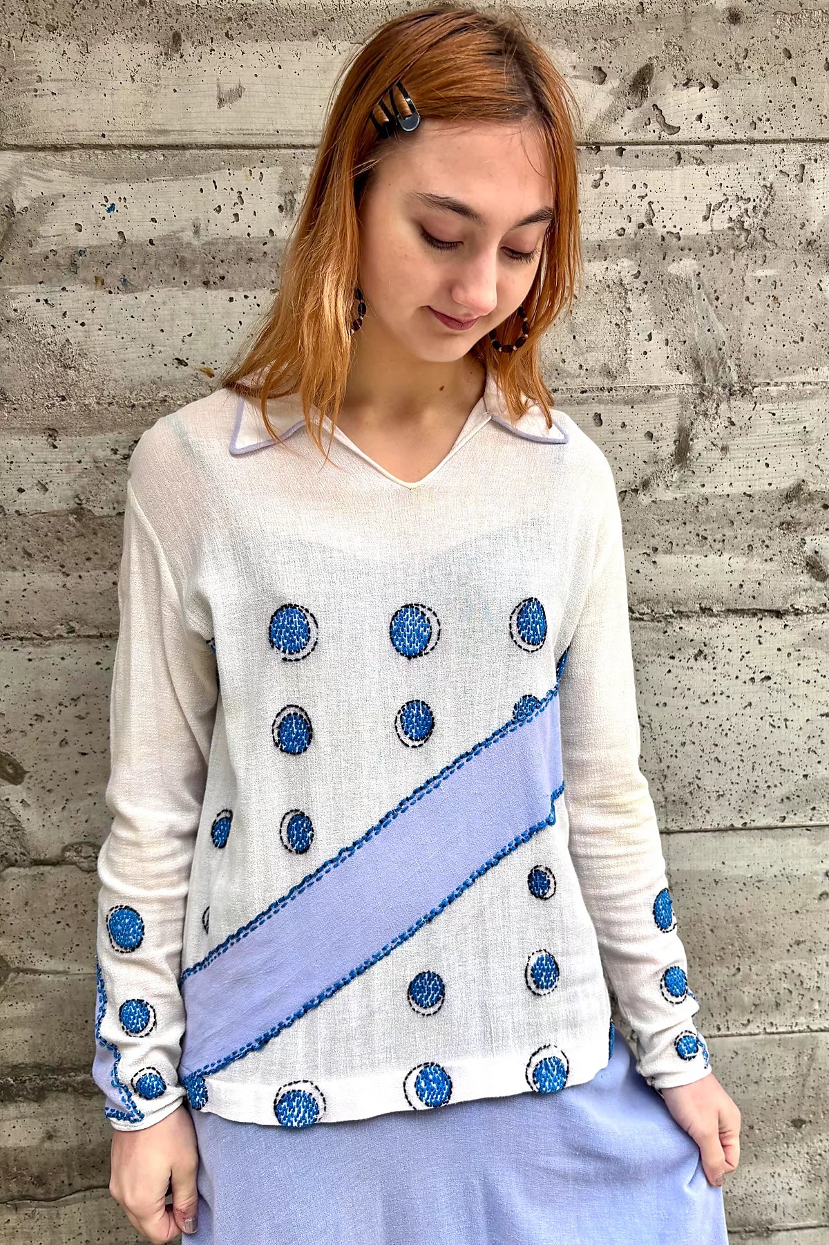 1920’s Periwinkle Embroidered Dress Selected by Nomad Vintage