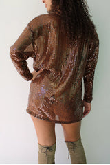 Vintage Mondi Brown Long-Sleeved Mini Dress Selected By Racquel