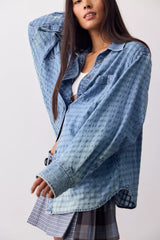 We The Free Sabine Indigo Dobby Button Down