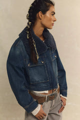 We The Free Heart Land Cozy Denim Cropped Jacket