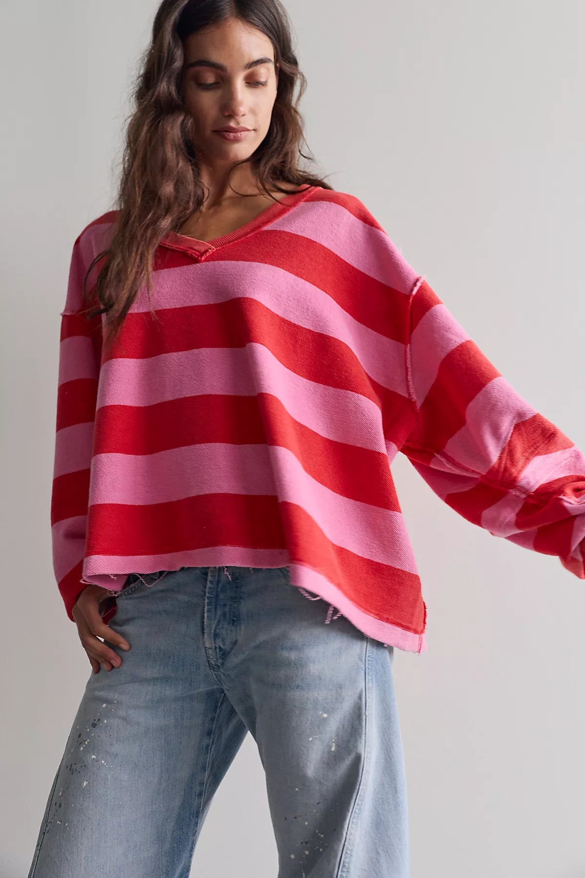 We The Free Venice V-Neck Striped Sweatshirt