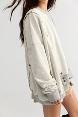 Asparagus Asymmetrical Snap Sweatshirt