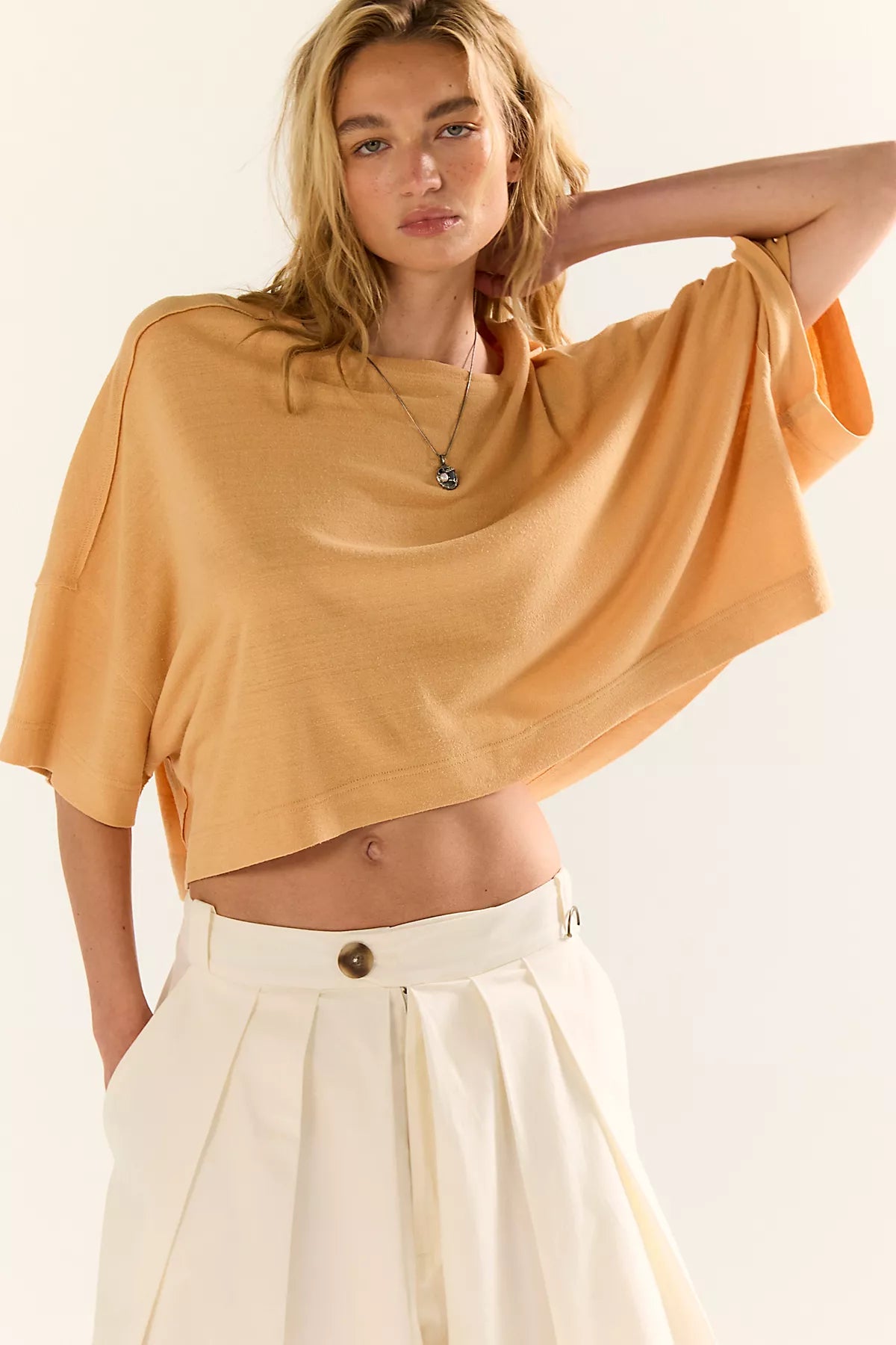 We The Free Boxy Crew-Neck Silk Tee
