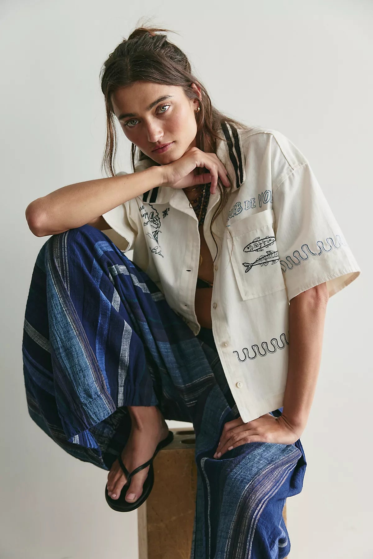 We The Free Castaway Camp Embroidered Button-Down