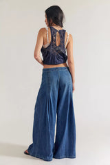 We The Free Plot Twist Pintuck Wide-Leg Jeans
