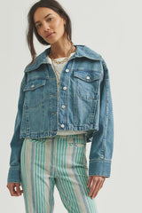We The Free Side To Side Cropped Denim Jacket