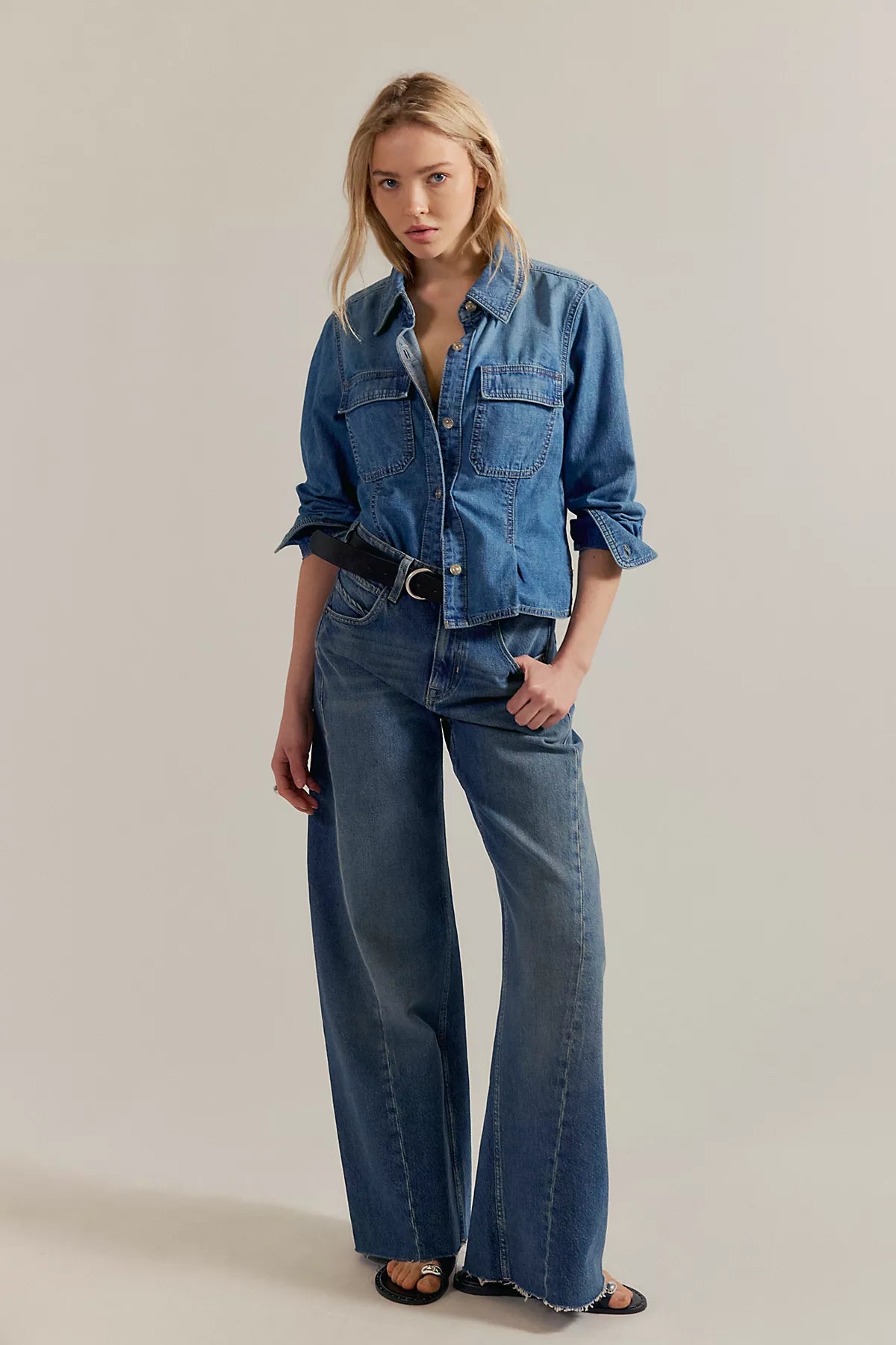 We The Free Alter Ego Wide-Leg Twisted Jeans