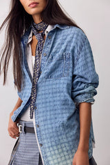 We The Free Sabine Indigo Dobby Button Down