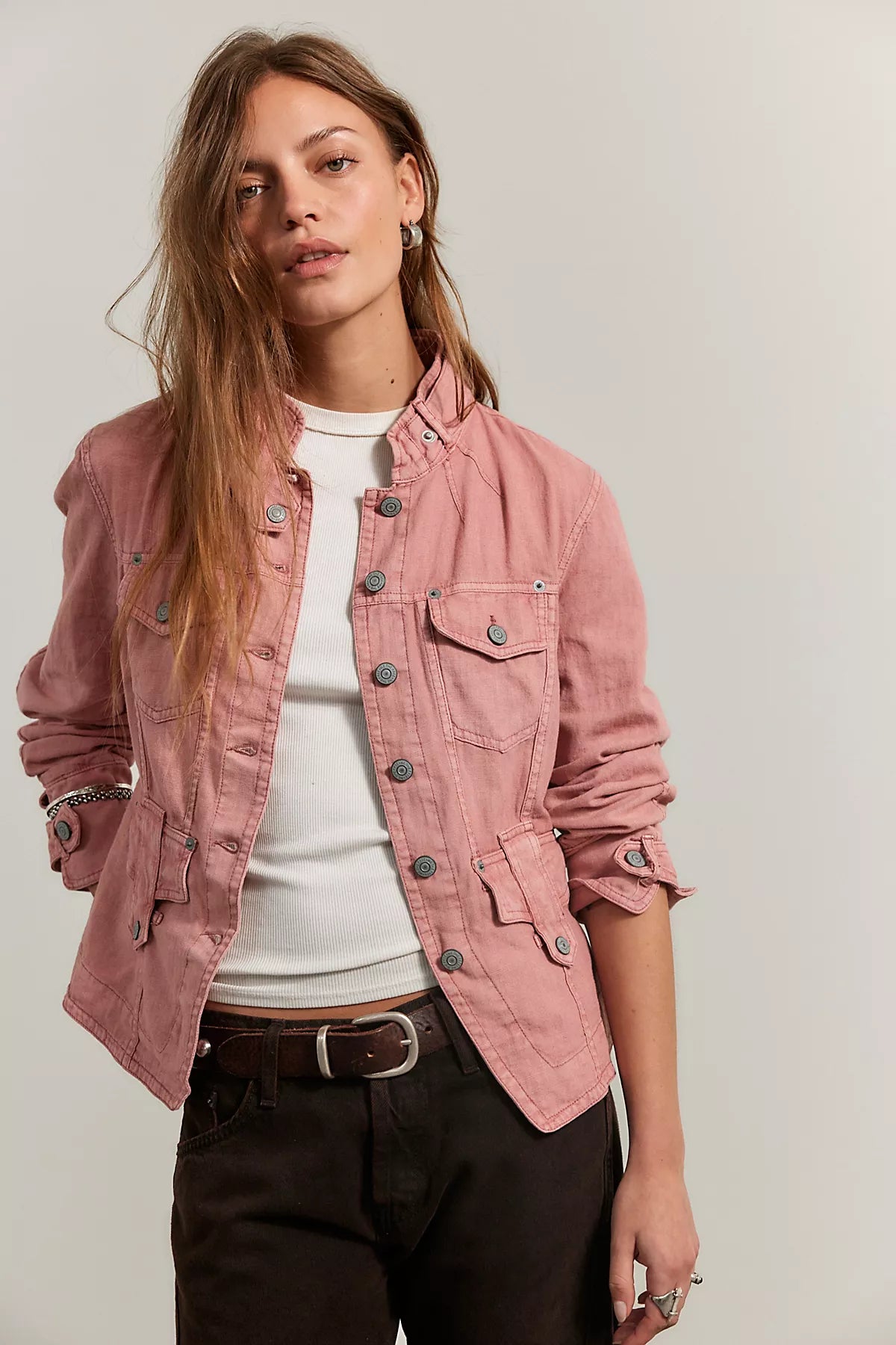 We The Free Laurie Washed Cotton-Linen Jacket