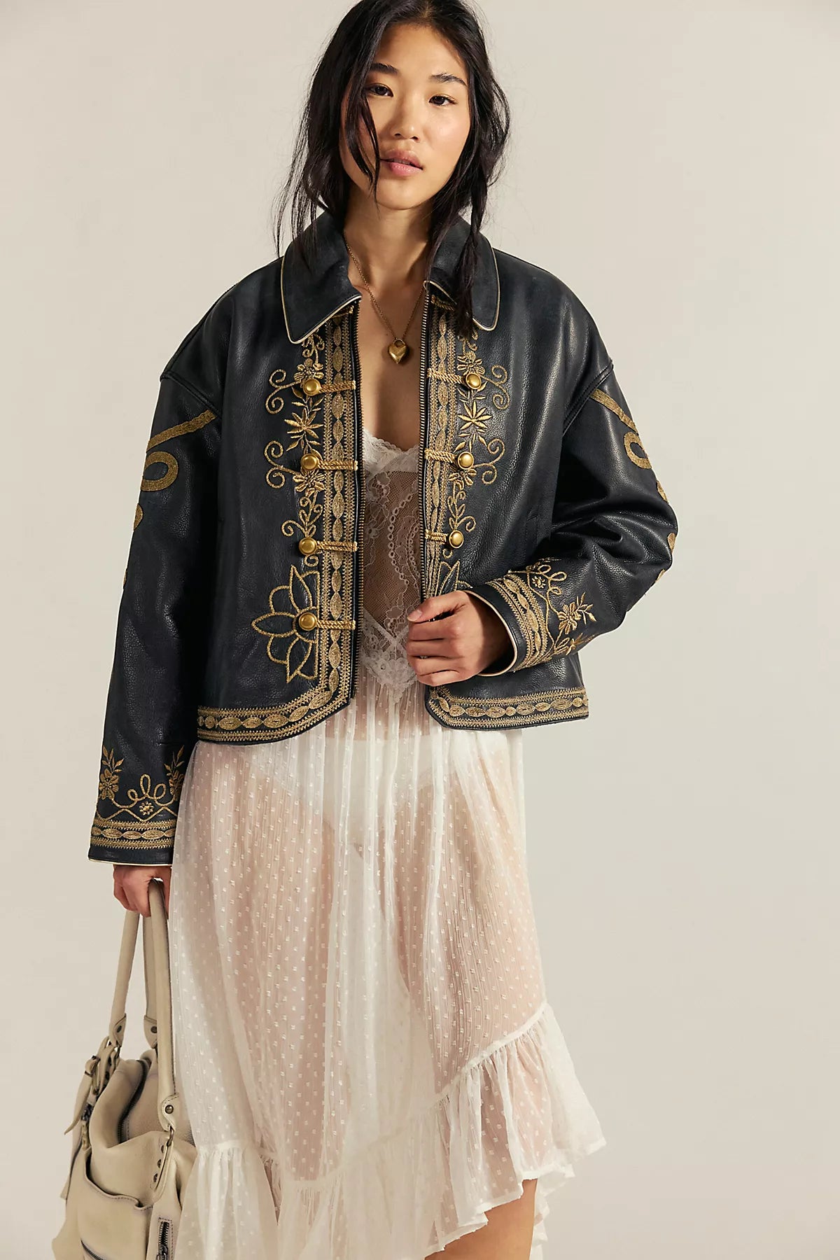 We The Free Lana Leather Band Jacket