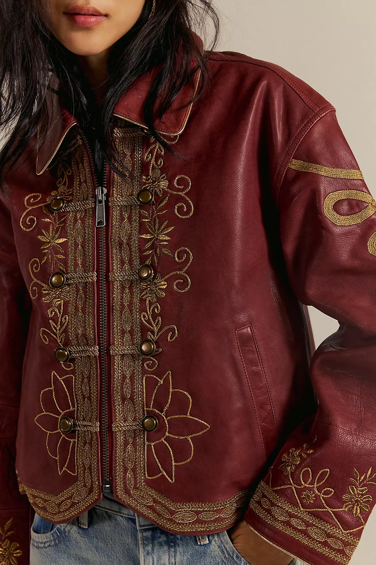 We The Free Lana Leather Band Jacket