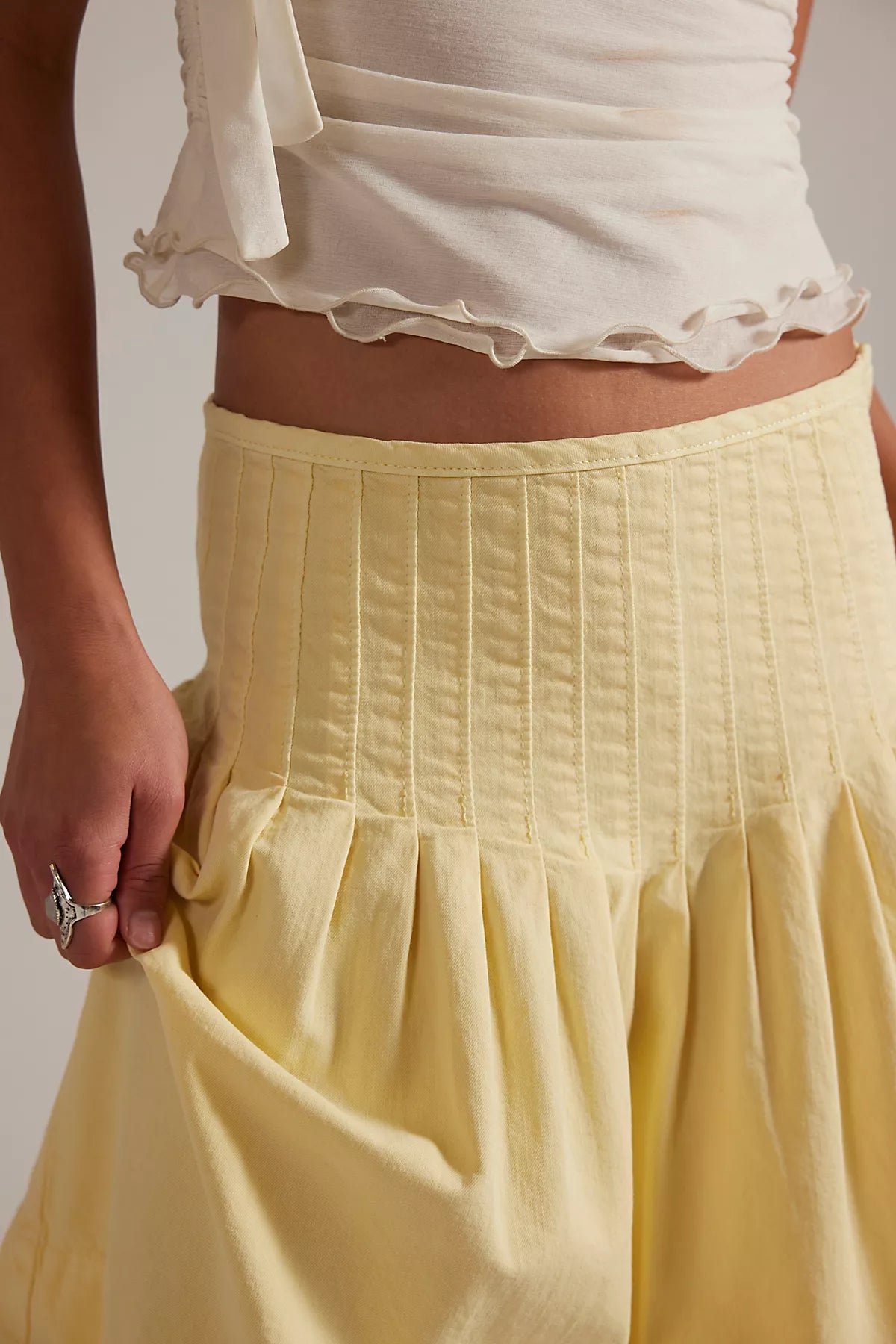We The Free Peyton Pintuck Denim Midi Skirt