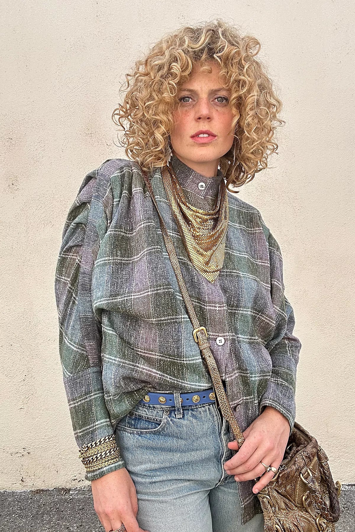 Vintage Issey Miyake Grey Plaid Shirt Selected by The Curatorial Dept.