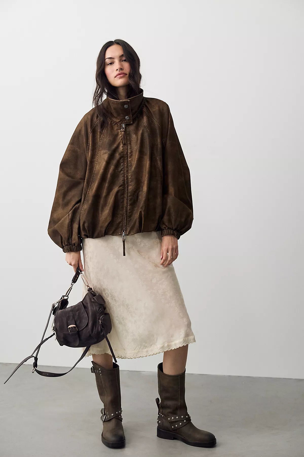 We The Free Chelsea Vegan Suede Funnel-Neck Jacket