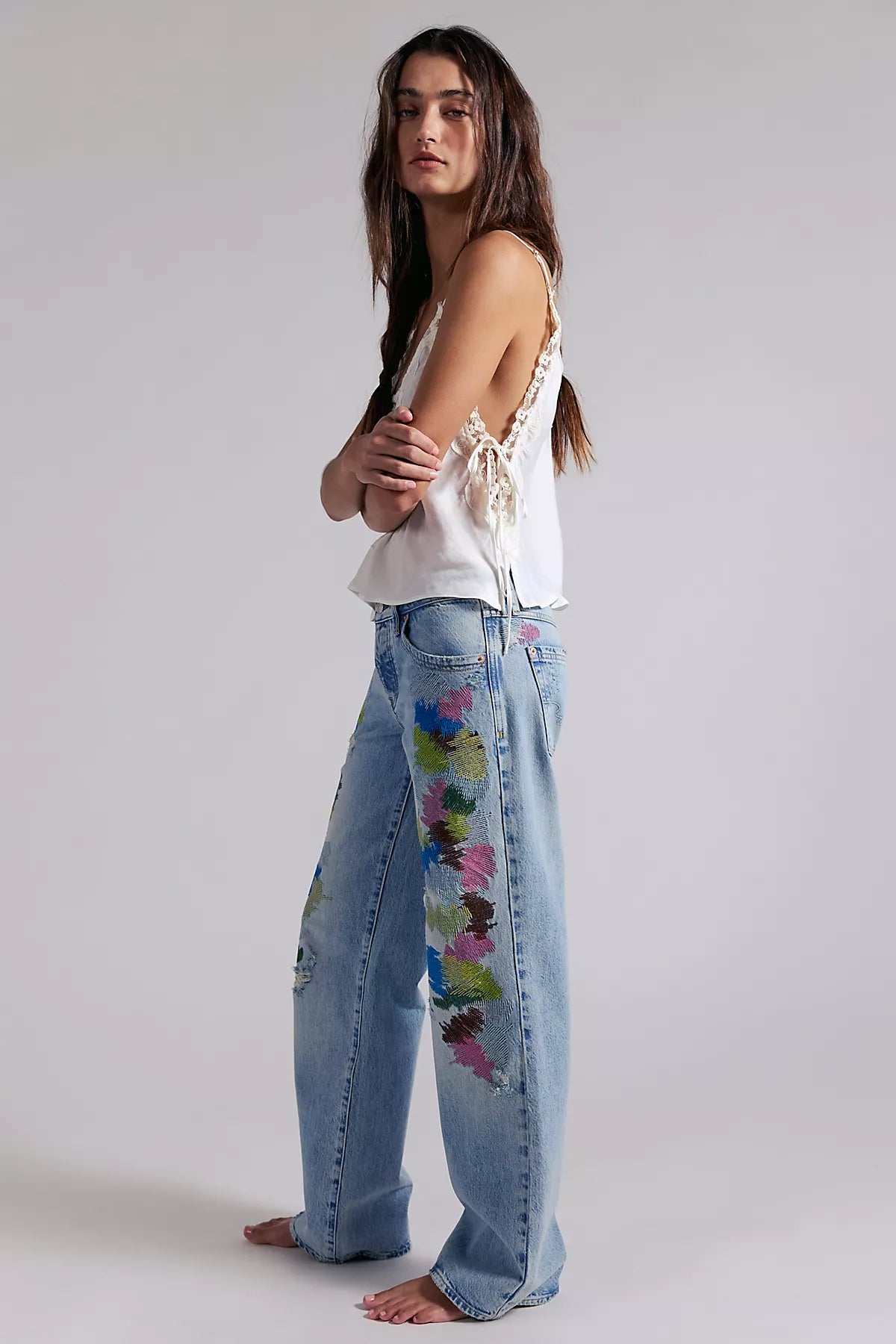 We The Free Tennessee Low-Rise Embroidered Boyfriend Jeans