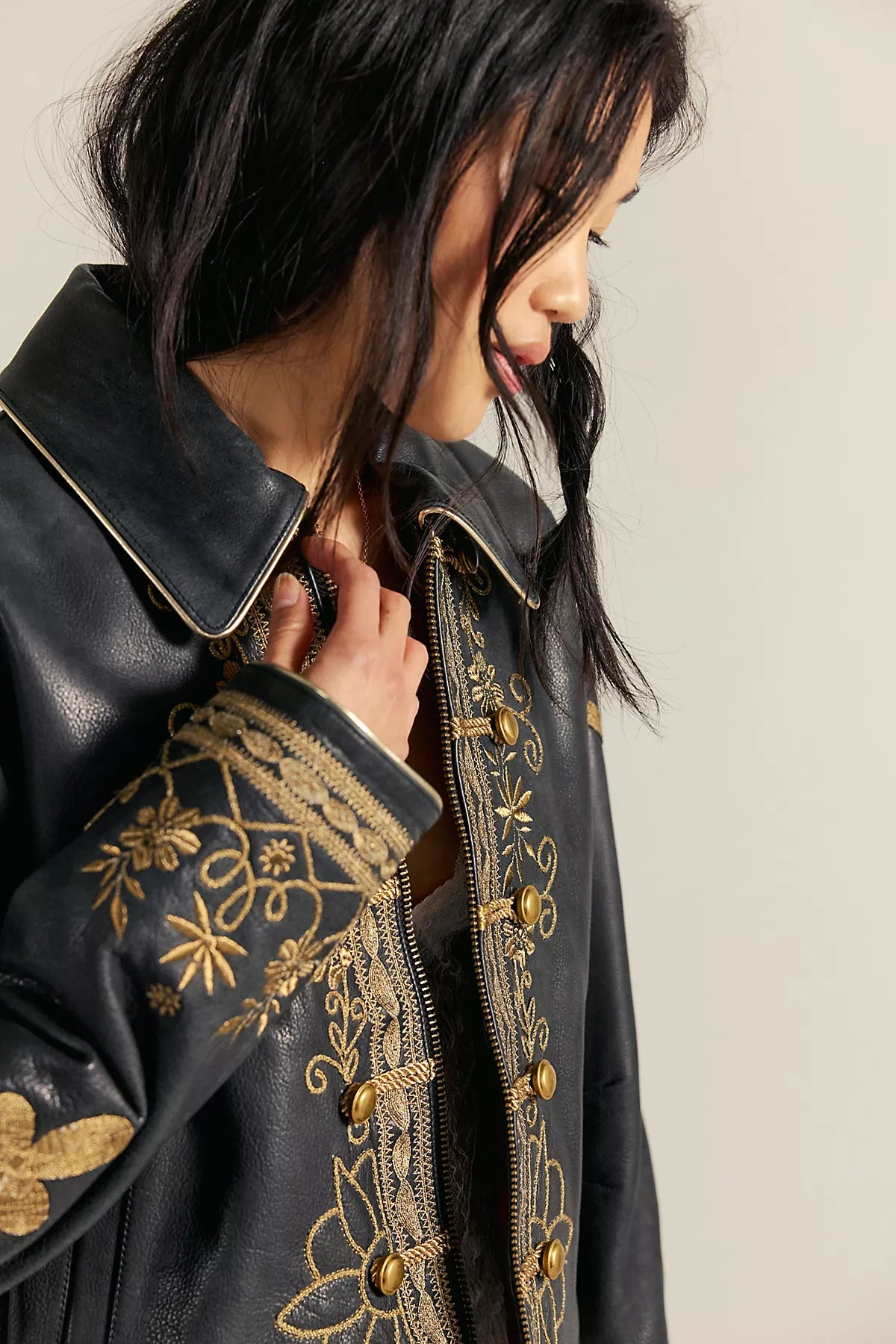 We The Free Lana Leather Band Jacket